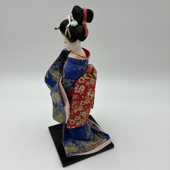 Vintage Doll Japanese Geisha Figurine In Kimono w / Base 12" tall Rare Collect - Picture 7 of 11